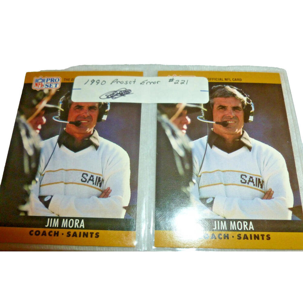1990 Pro Set Jim Mora New Orleans Saints Coach Error Card 221 NFL Football Lot 2